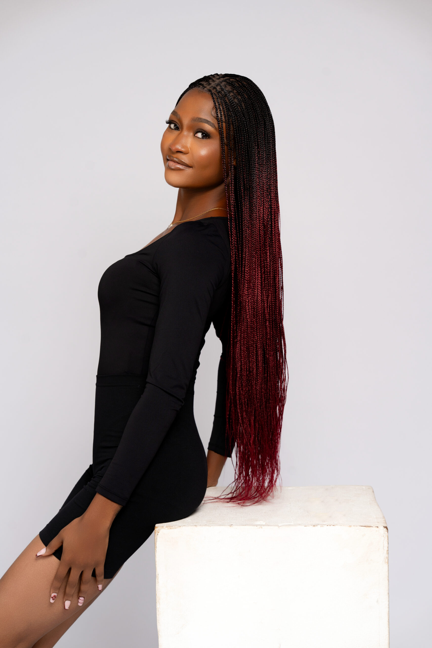 Knotless Dégradé Bordeaux Royal